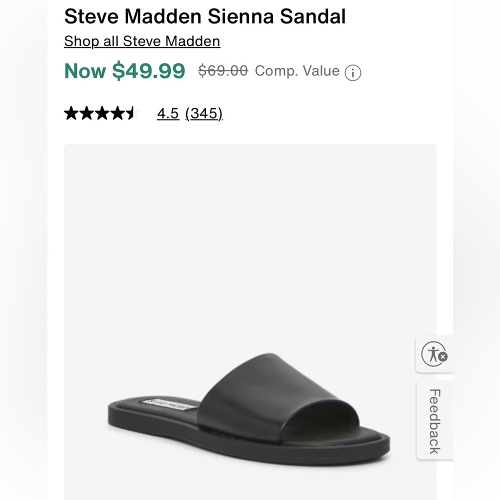 Steve Madden Sienna leather slide sandals. Size 11. Never worn.